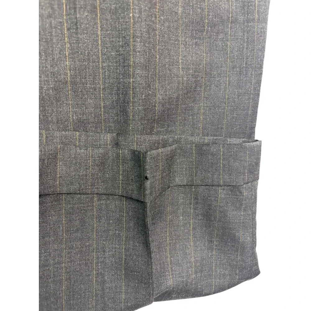 vtg 90s Charcoal Stripe 46R 40x30 Double Breasted 2pc Pant Suit Wool USA Pleated